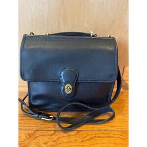 Coach Vintage Black Leather Willis 9927 Messenger Crossbody Hand Bag ([u110